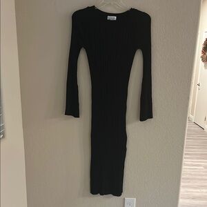 Stockholm Atelier & Other Stories Black Ribbed Bodycon Dress size M